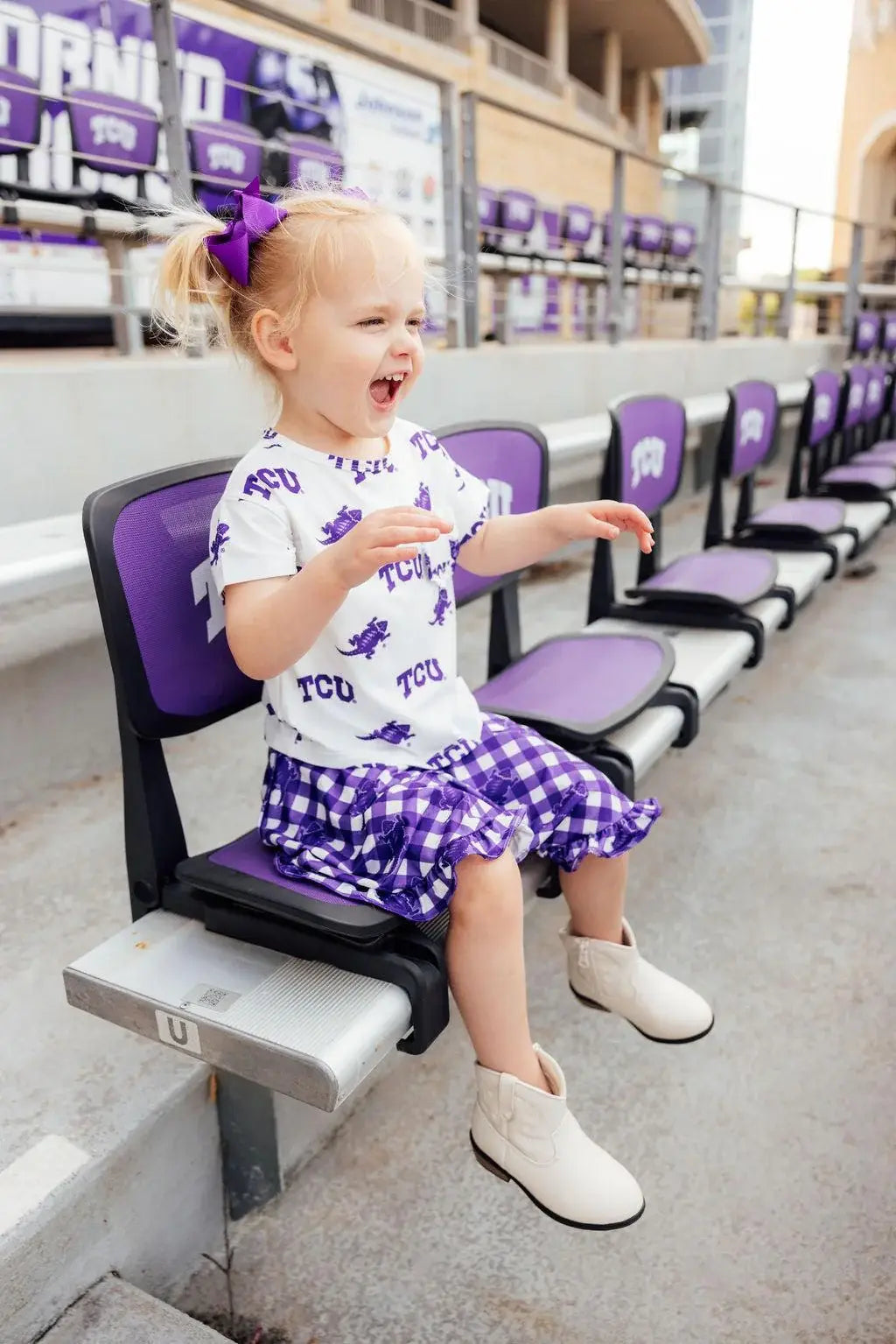 TCU White Frog Ruffle Pocket Tee - Mila & Rose ® - Flyclothing LLC