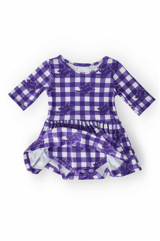 TCU Plaid Frog 3/4 Sleeve Twirl Bodysuit - Mila & Rose ® - Flyclothing LLC