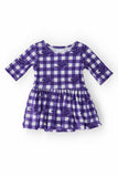 TCU Plaid Frog 3/4 Sleeve Twirl Bodysuit