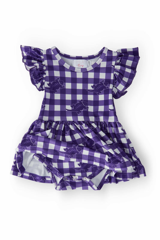 TCU Plaid Frog Flutter Twirl Bodysuit - Mila & Rose ® - Flyclothing LLC