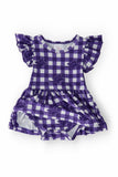 TCU Plaid Frog Flutter Twirl Bodysuit