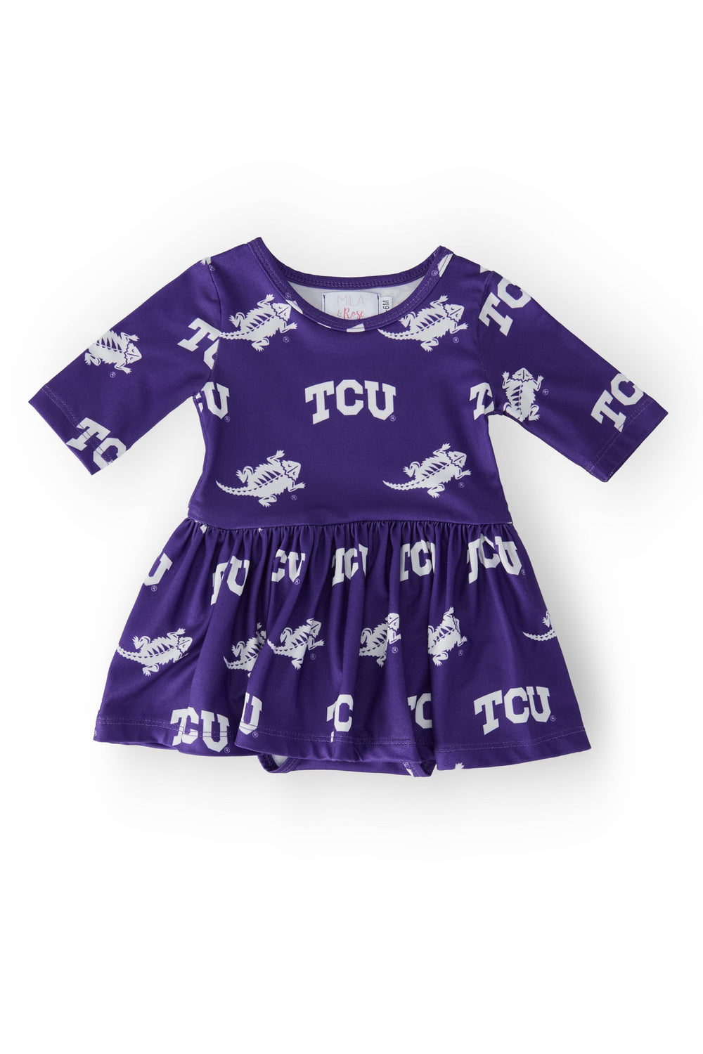 TCU Purple Frog 3/4 Sleeve Twirl Bodysuit - Mila & Rose ®
