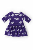 TCU Purple Frog 3/4 Sleeve Twirl Bodysuit - Mila & Rose ®