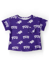 TCU Purple Frog Ruffle Pocket Tee - Mila & Rose ® - Flyclothing LLC
