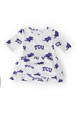 TCU White Frog 3/4 Sleeve Twirl Bodysuit - Mila & Rose ®
