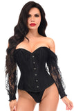 Daisy Corsets Top Drawer Black w/Black Lace Steel Boned Long Sleeve Corset - Daisy Corsets