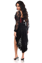 Daisy Corsets Top Drawer 2 PC Red/Black Lace Steel Boned Corset & Lace Skirt Set - Daisy Corsets - Flyclothing LLC