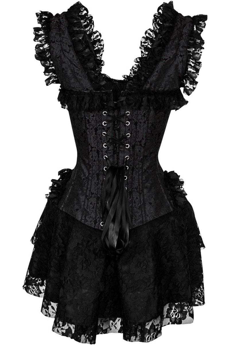 Daisy Corsets Top Drawer Steel Boned Black Lace Victorian Corset Dress - Daisy Corsets - Flyclothing LLC