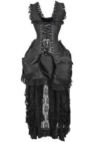Daisy Corsets Top Drawer Steel Boned Black Lace Victorian Bustle Corset Dress - Daisy Corsets - Flyclothing LLC