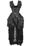 Daisy Corsets Top Drawer Steel Boned Black Lace Victorian Bustle Corset Dress - Daisy Corsets
