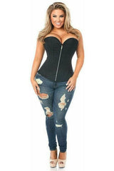 Daisy Corsets Top Drawer Black Cotton Steel Boned Corset w/Zipper - Daisy Corsets