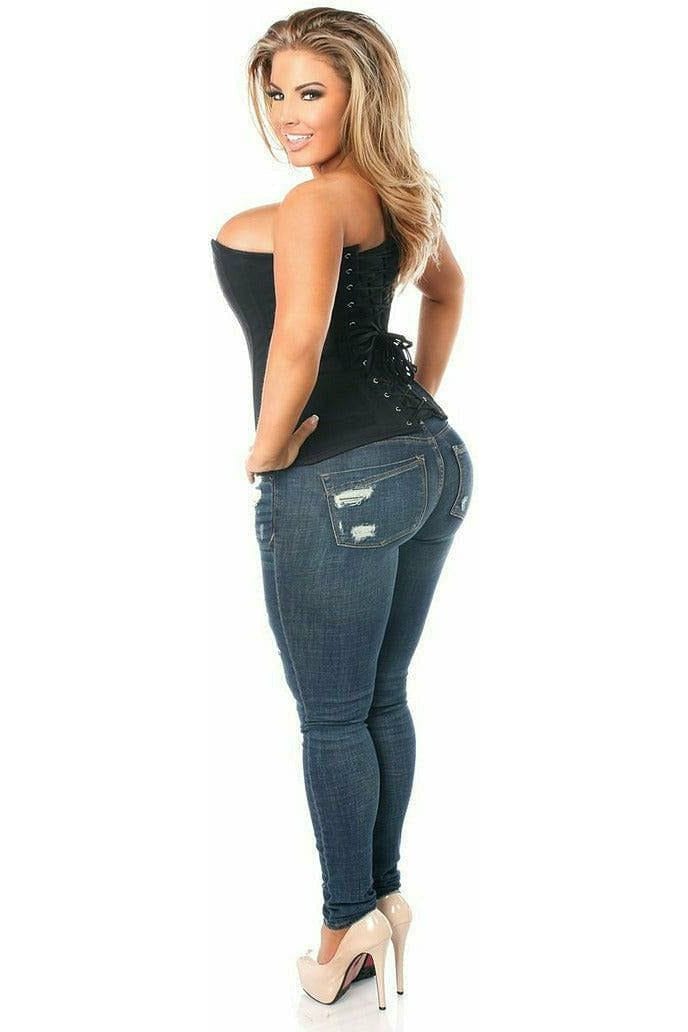 Daisy Corsets Top Drawer Black Cotton Steel Boned Corset w/Zipper - Daisy Corsets