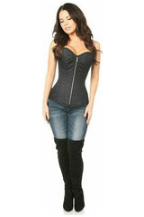 Daisy Corsets Top Drawer Black Cotton Steel Boned Corset w/Zipper - Daisy Corsets