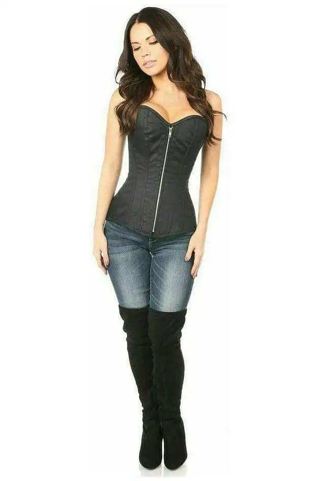 Daisy Corsets Top Drawer Black Cotton Steel Boned Corset w/Zipper - Daisy Corsets - Flyclothing LLC