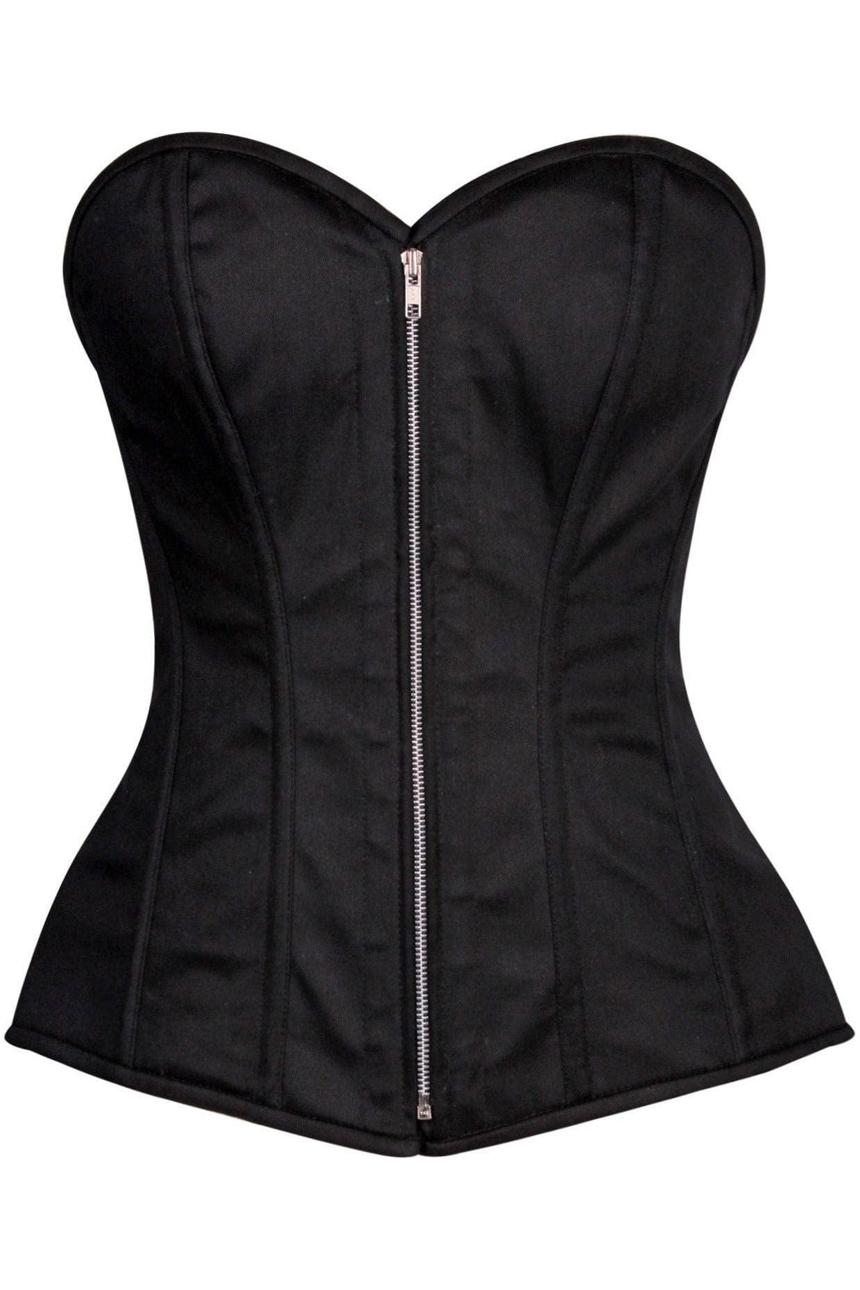 Daisy Corsets Top Drawer Black Cotton Steel Boned Corset w/Zipper - Daisy Corsets