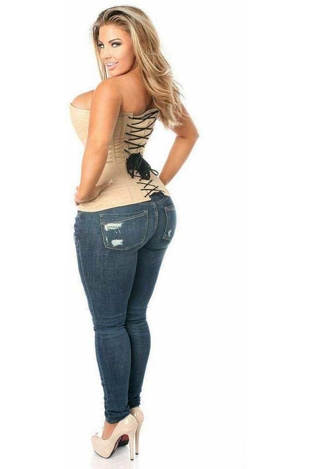 Daisy Corsets Top Drawer Tan Cotton Steel Boned Corset w/Zipper - Daisy Corsets - Flyclothing LLC