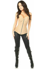 Daisy Corsets Top Drawer Tan Cotton Steel Boned Corset w/Zipper - Daisy Corsets
