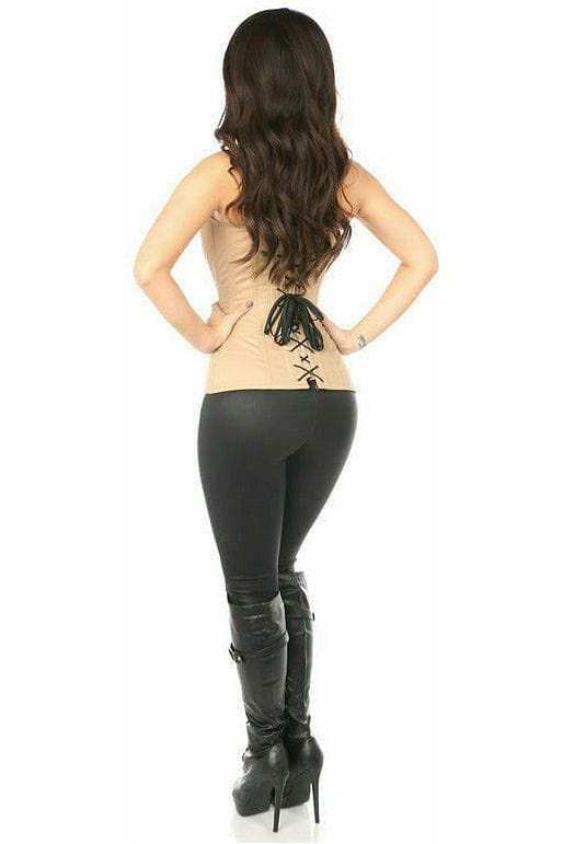 Daisy Corsets Top Drawer Tan Cotton Steel Boned Corset w/Zipper - Daisy Corsets - Flyclothing LLC