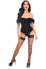 Daisy Corsets Top Drawer Steel Boned Black Velvet Overbust Corset w/Sleeves - Daisy Corsets