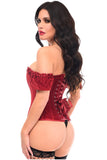 Daisy Corsets Top Drawer Steel Boned Dark Red Velvet Overbust Corset w/Sleeves - Daisy Corsets