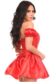 Daisy Corsets Top Drawer Steel Boned Red Brocade & Taffeta Corset Dress - Daisy Corsets