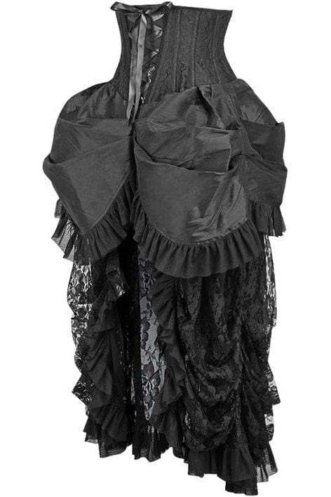 Daisy Corsets Top Drawer Steel Boned Black Lace Victorian Bustle Underbust Corset Dress - Daisy Corsets - Flyclothing LLC