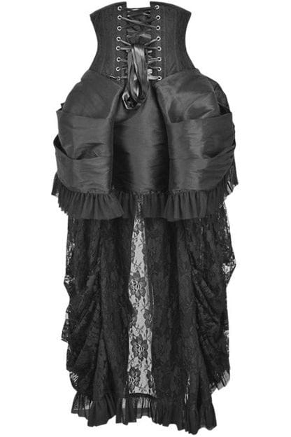 Daisy Corsets Top Drawer Steel Boned Black Lace Victorian Bustle Underbust Corset Dress - Daisy Corsets