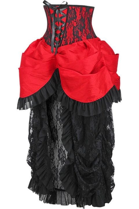 Daisy Corsets Top Drawer Steel Boned Red/Black Lace Victorian Bustle Underbust Corset Dress - Daisy Corsets