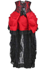 Daisy Corsets Top Drawer Steel Boned Red/Black Lace Victorian Bustle Underbust Corset Dress - Daisy Corsets - Flyclothing LLC