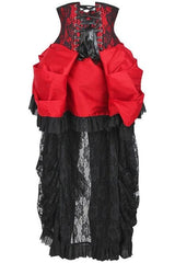 Daisy Corsets Top Drawer Steel Boned Red/Black Lace Victorian Bustle Underbust Corset Dress - Daisy Corsets