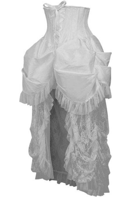 Daisy Corsets Top Drawer Steel Boned White Lace Victorian Bustle Underbust Corset Dress - Daisy Corsets - Flyclothing LLC