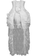 Daisy Corsets Top Drawer Steel Boned White Lace Victorian Bustle Underbust Corset Dress - Daisy Corsets