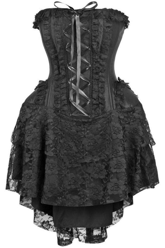 Daisy Corsets Top Drawer Steel Boned Strapless Black Lace Victorian Corset Dress - Daisy Corsets