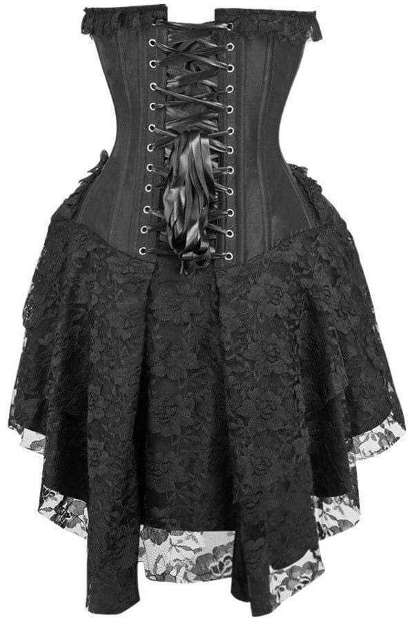 Daisy Corsets Top Drawer Steel Boned Strapless Black Lace Victorian Corset Dress - Daisy Corsets - Flyclothing LLC
