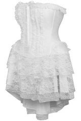 Daisy Corsets Top Drawer Steel Boned Strapless White Lace Victorian Corset Dress - Daisy Corsets - Flyclothing LLC