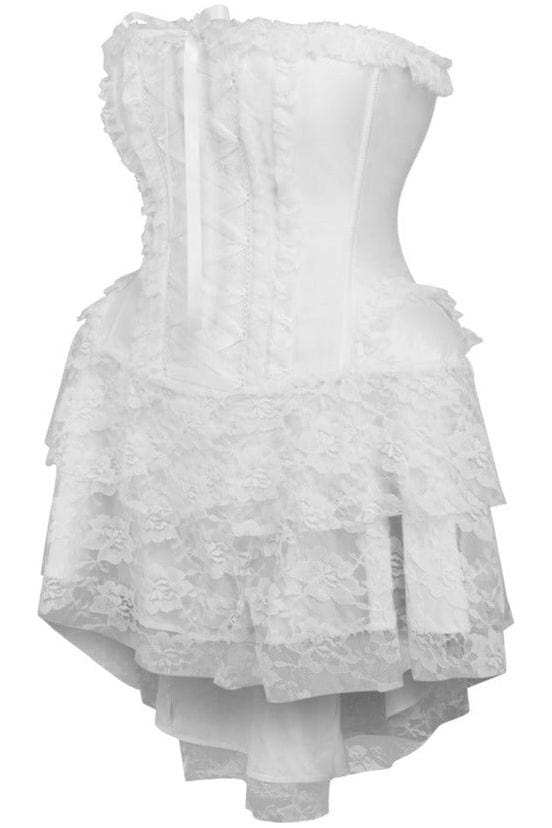 Daisy Corsets Top Drawer Steel Boned Strapless White Lace Victorian Corset Dress - Daisy Corsets - Flyclothing LLC