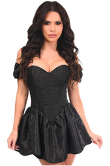 Daisy Corsets Top Drawer Steel Boned Black Brocade & Taffeta Corset Dress - Daisy Corsets