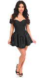 Daisy Corsets Top Drawer Steel Boned Black Brocade & Taffeta Corset Dress - Daisy Corsets