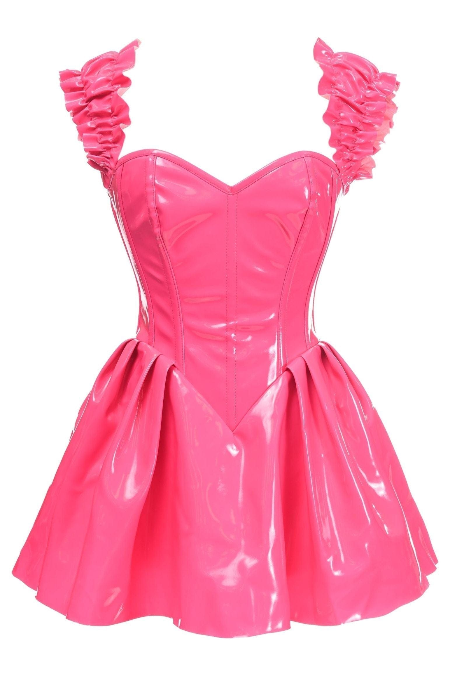 Daisy Corsets Top Drawer Steel Boned Hot Pink Patent PVC Vinyl Corset Dress - Daisy Corsets