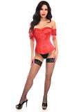 Daisy Corsets Top Drawer Steel Boned Red Satin Overbust Corset w/Sleeves - Daisy Corsets