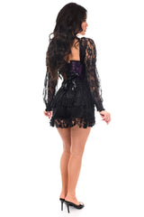 Daisy Corsets Top Drawer 2 PC Black/Purple Lace Steel Boned Corset & Skirt Set - Daisy Corsets - Flyclothing LLC