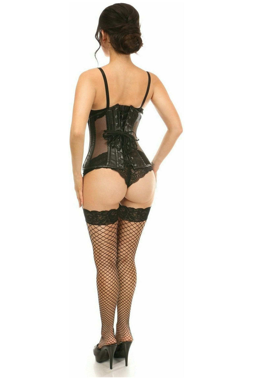 Daisy Corsets Top Drawer Steel Boned Fishnet Under Bust Corset - Daisy Corsets - Flyclothing LLC