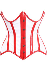 Daisy Corsets Top Drawer White/Red Vinyl Patent PVC Underwire Curvy Cut Cincher Corset - Daisy Corsets