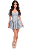 Daisy Corsets Top Drawer Steel Boned Dusty Blue Brocade & Taffeta Corset Dress - Daisy Corsets
