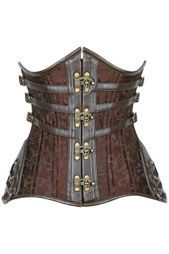 Daisy Corsets Top Drawer CURVY Brown Steampunk Steel Double Boned Under Bust Corset - Daisy Corsets - Flyclothing LLC