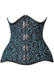 Daisy Corsets Top Drawer CURVY Teal Brocade Double Steel Boned Under Bust Corset - Daisy Corsets