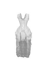 Daisy Corsets Top Drawer Steel Boned White Lace Victorian Bustle Corset Dress - Daisy Corsets