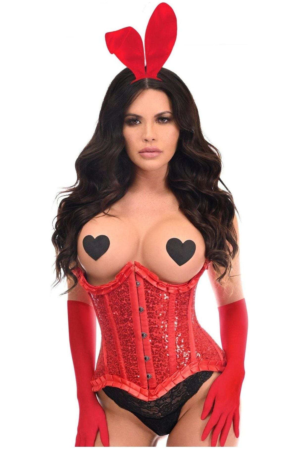 Daisy Corsets Top Drawer 4 PC Red Pin-Up Bunny Corset Costume - Daisy Corsets - Flyclothing LLC