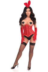 Daisy Corsets Top Drawer 4 PC Red Pin-Up Bunny Corset Costume - Daisy Corsets - Flyclothing LLC