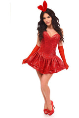 Daisy Corsets Top Drawer 4 PC Red Sequin Bunny Corset Dress Costume - Daisy Corsets - Flyclothing LLC
